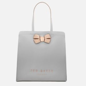 Ted Baker Grey Glossy Large Icon Tote Bag with Rose Gold Bow Detail